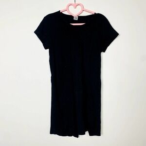 Oak Cotton Scoop Neck Short Sleeve Crossback Tunic T-Shirt Top Black Size Small